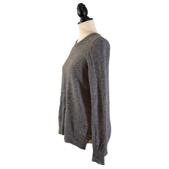Halogen Cashmere Sweater Round Neck Slit Sides Size L Gray - Picture 3 of 7